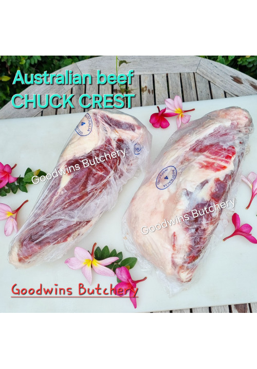 Beef CHUCK CREST Australia brand AMH frozen whole cuts +/- 2 kg/pc (price/kg)